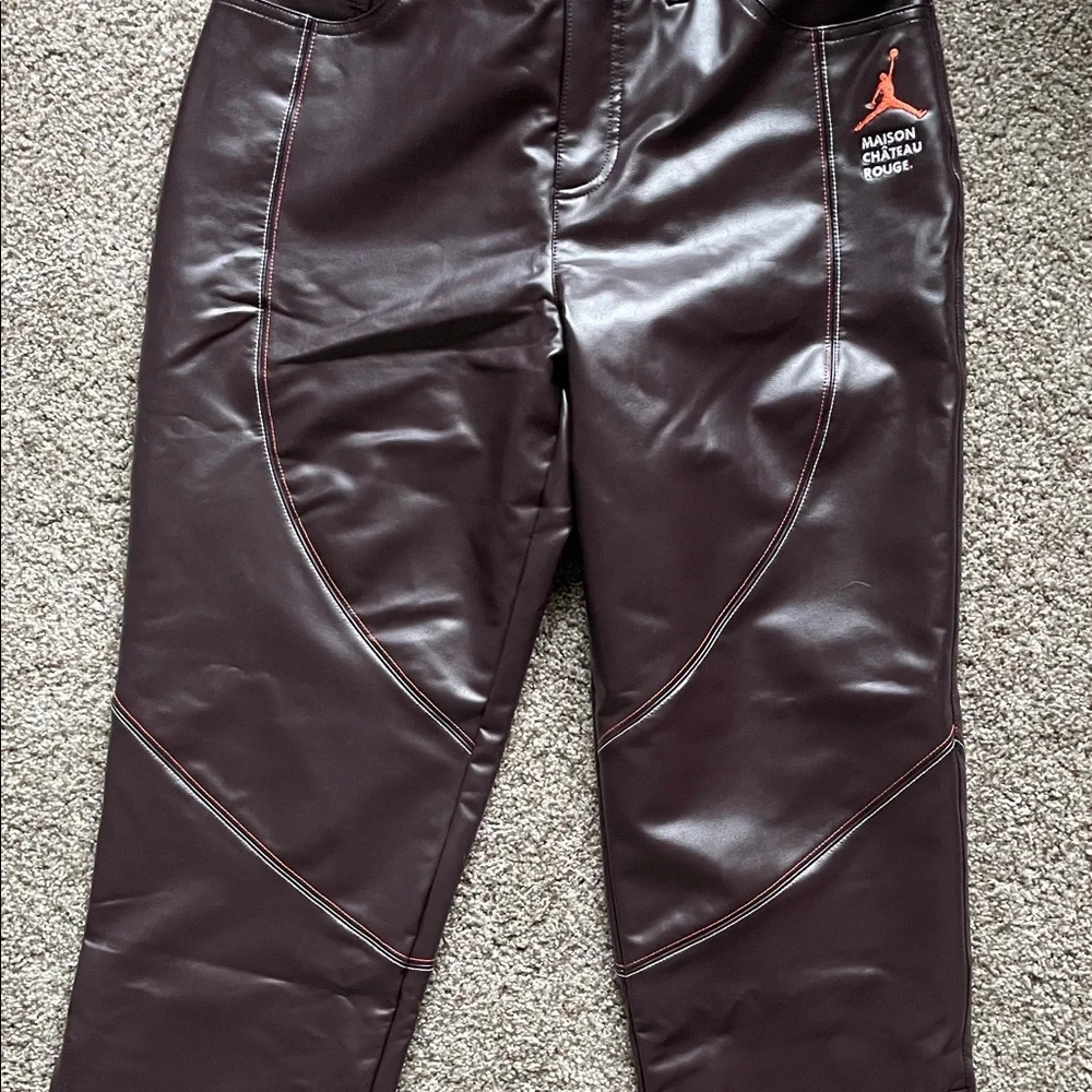 Maison Château Rouge x Jordan | Faux Leather Pants in Brown Basalt - Picture 4 of 12